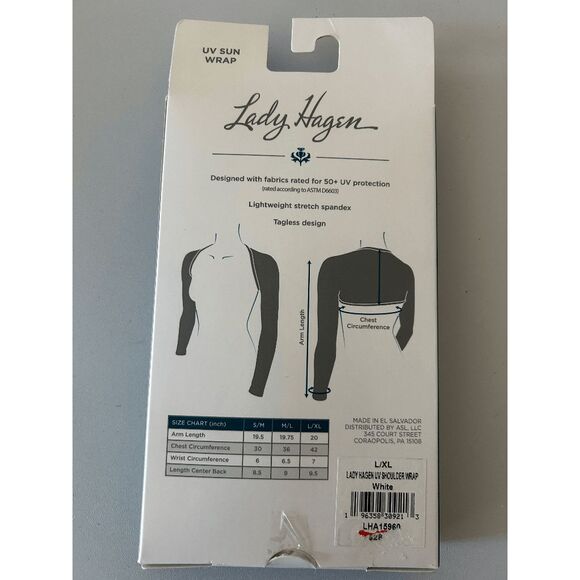 Lady Hagen UV 50+ Shoulder Sun Wraps for Arms White Spandex L/XL - Picture 3 of 4